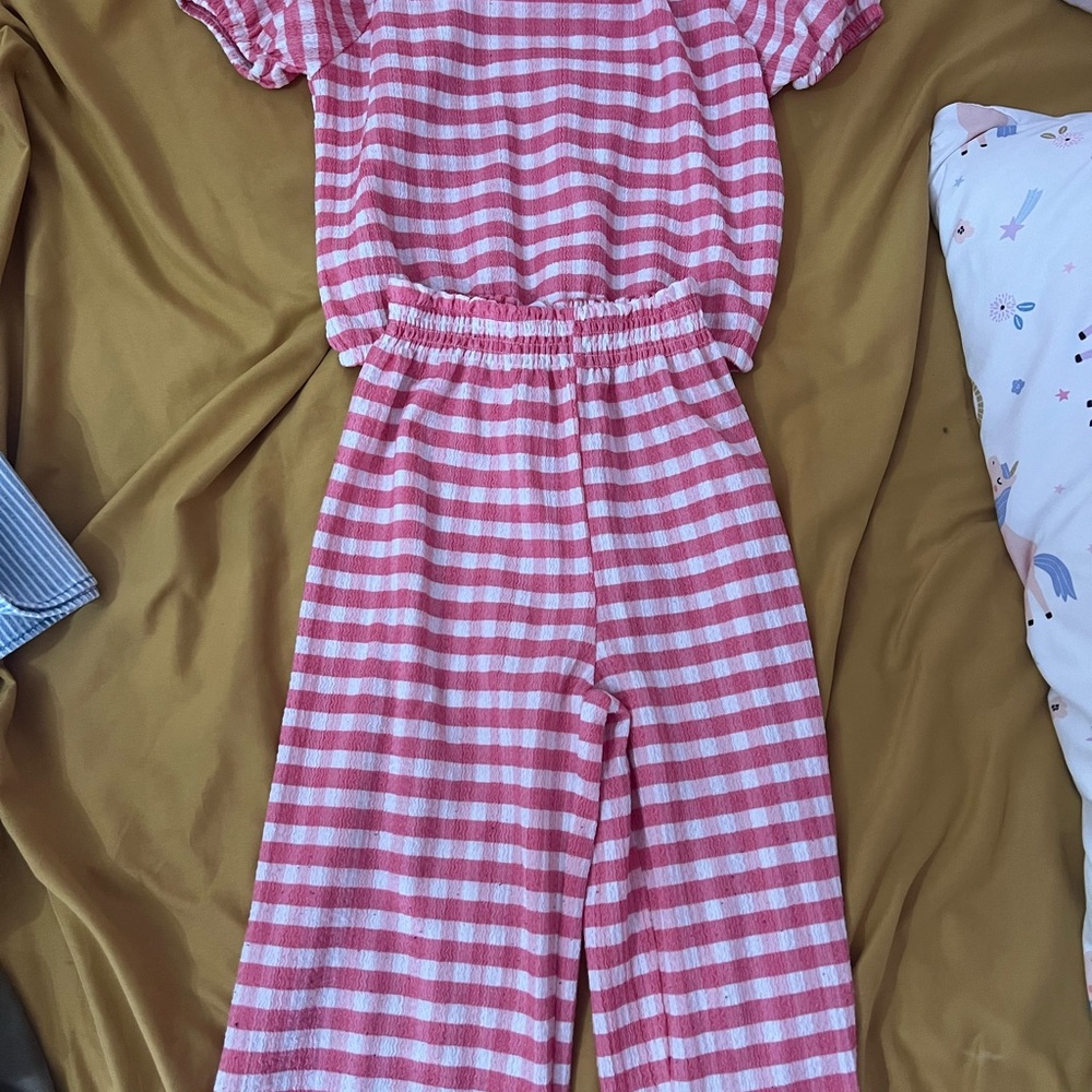 Zara Pink & White Striped Two-PieceSet